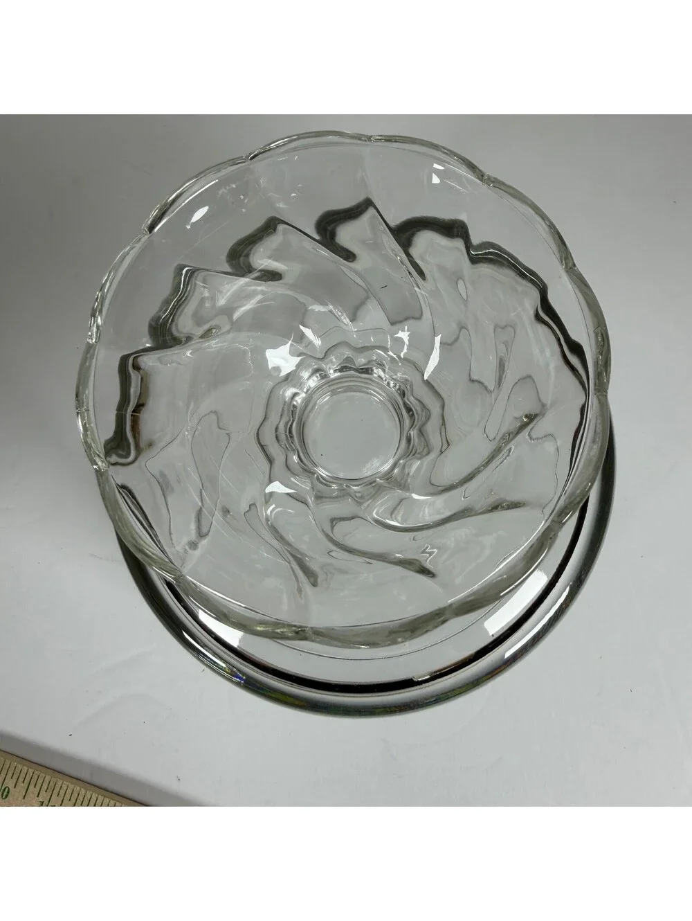 Clear Glass Pedestal Trifle Bowl Swirl Base Serving Dish Storage B-15